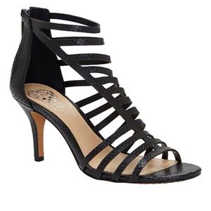 Vince Camuto Black Petronia Leather Heeled Sandals